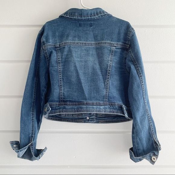Arizona Jean Company Girls Button Closure Crop Denim Jean Jacket Size L 10/12 - Picture 5 of 12